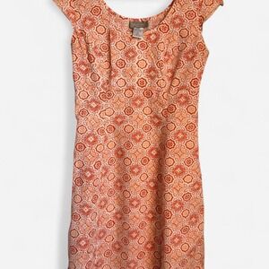The Territory Ahead Orange Cream Geometric Cotton Dress 4P